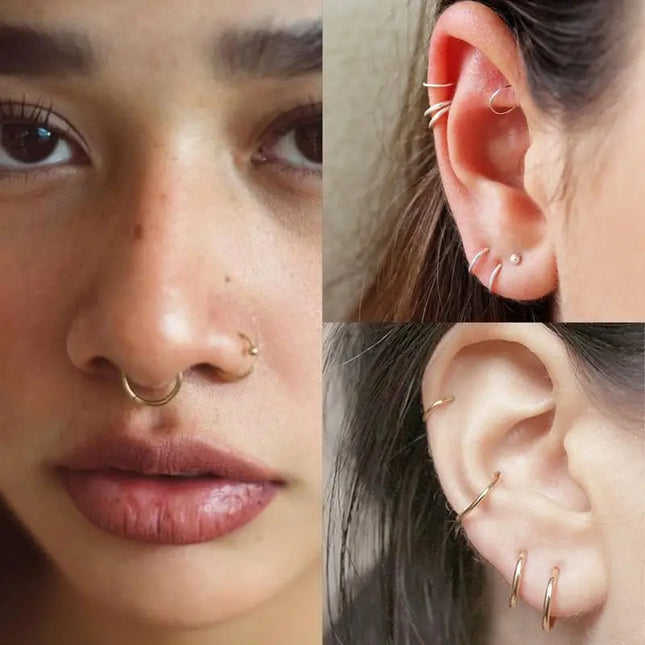 18G  316L Surgical Steel Nose Ring Hoop, Cartilage Hoop Earrings for Women Men  Piercing Jewelry 6mm/8mm/10mm/12mm
