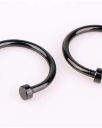 2PCS Stainlees Steel C Shape Nose Ring Women Girls Fake Piercing Hoop Stud Female Body Jewelry Party Gift