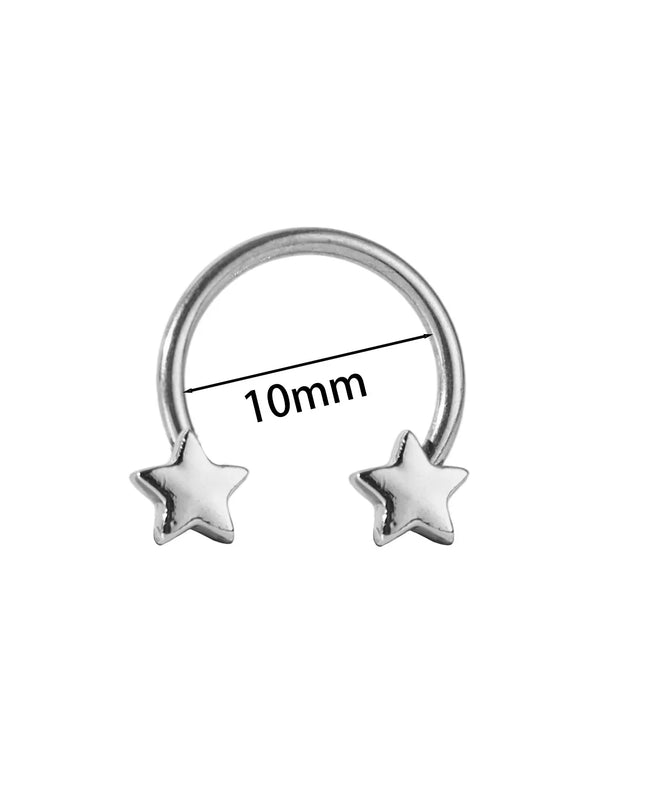 Star Shaped Septum Rings Surgical Steel Body Piercing Jewelry Vertical Star Nose Ring Jewelry Lip Rings for Women Men