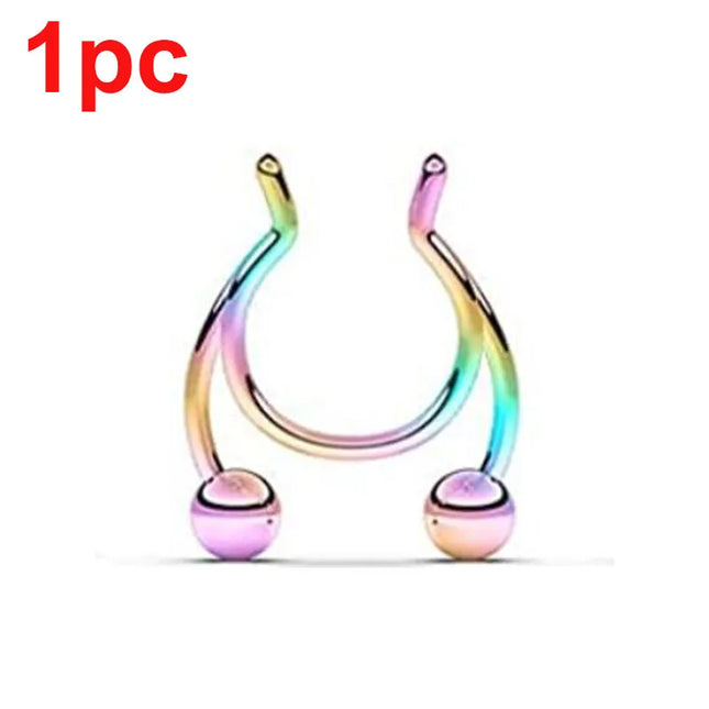 Punk C Shape Steel Nose Ring Horseshoe Lip Ring puncture Hook Clip Earrings Septum  No Allergic Body Piercing Jewelry Nose Rings