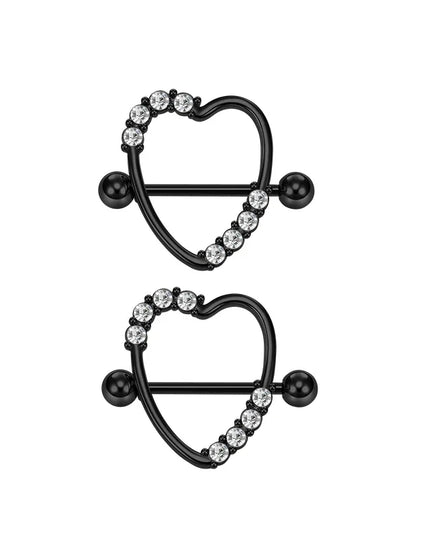 1Pair Heart Shaped Nipple Rings Piercing Jewelry for Women Sexy Clips Stianless Steel Nipple Ring Clamps Pierced Body Jewelry