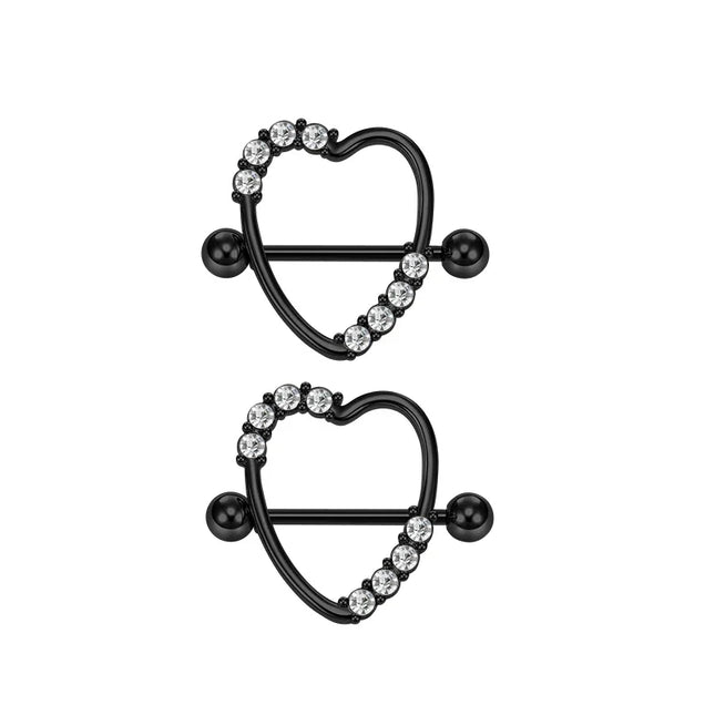 1Pair Heart Shaped Nipple Rings Piercing Jewelry for Women Sexy Clips Stianless Steel Nipple Ring Clamps Pierced Body Jewelry