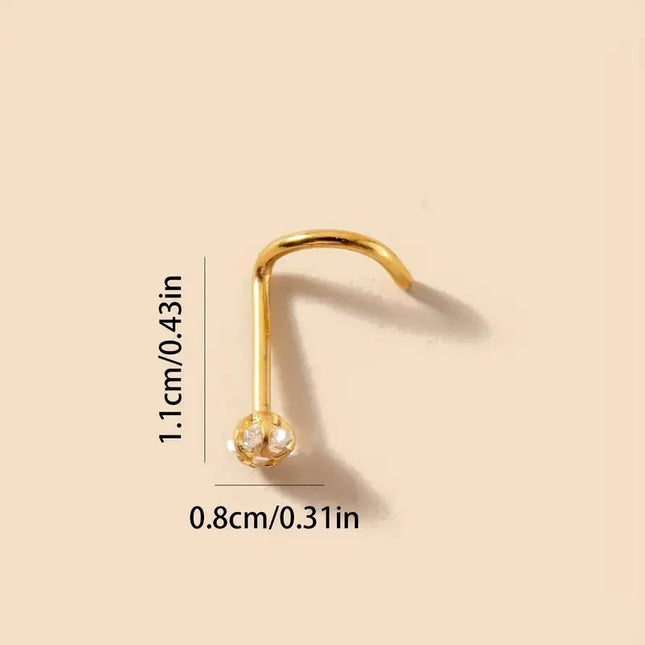 1pc Star-Shaped Heart Cubic Zirconia S Nose Stud Pierced Hook Nose Ring Stainless Steel Nose Piercing Jewelry Gift