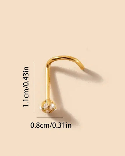 1pc Star-Shaped Heart Cubic Zirconia S Nose Stud Pierced Hook Nose Ring Stainless Steel Nose Piercing Jewelry Gift