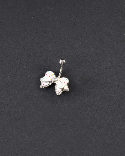 1Pc Stainless Steel Bow Piercing Fake Belly Button Ring Body Jewelry Ornaments For Women Simple Fashion Bow Belly Jewelry