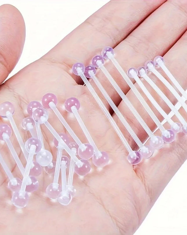 10pcs 12-38mm Clear Acrylic Barbell Piercing For Nipple Rings Tongue Industrial Stud Earrings Anti-allergy Jewelry Y2K