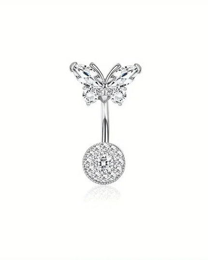 Bobisty Navel Ring 14G Heart Snake Butterfly CZ Dangling Belly Ring for Women Stunning Belly Button Piercing Jewelry