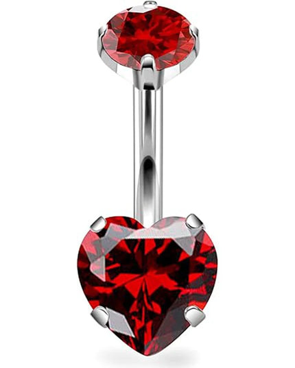 G23 Titanium Heart Shaped Belly Button Ring 14G Clear CZ Women's Navel Piercing Hypoallergenic Sexy Body Jewelry