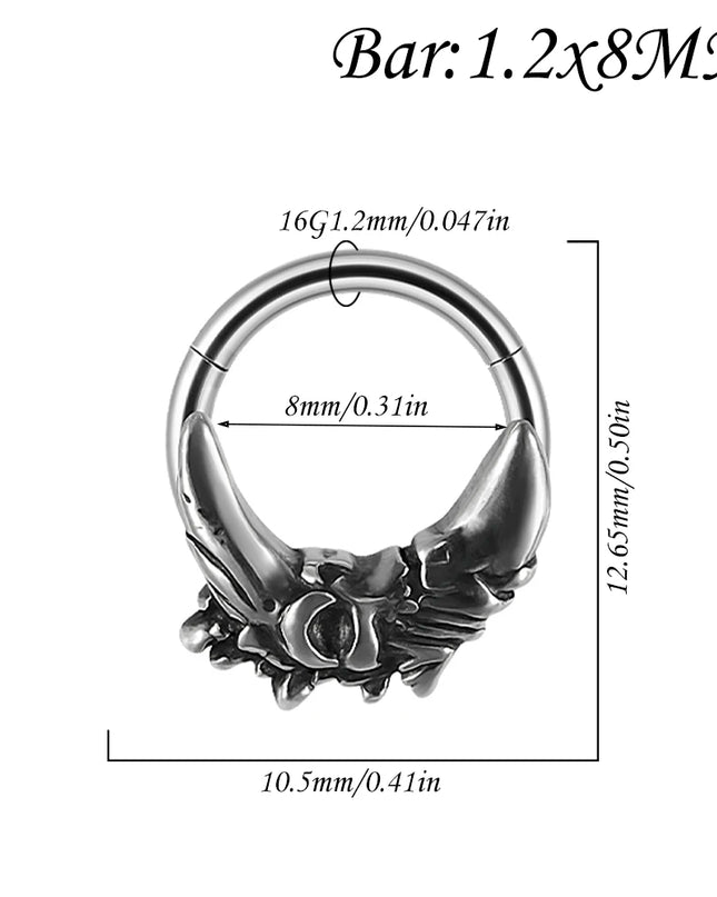 1PC Punk Many Style Black Oil Drip Hinger Septum Nose Ring Stainless Steel Ear Tragus Cartilage Daith Helix Earring Unisex Gift