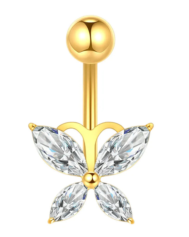 1Pc Titanium Belly Button Piercing Ring for Women CZ Heart Butterfly Dangle Navel Ring Belly Piercing Body Jewelry