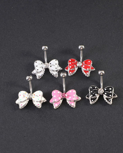 1Pc Stainless Steel Bow Piercing Fake Belly Button Ring Body Jewelry Ornaments For Women Simple Fashion Bow Belly Jewelry