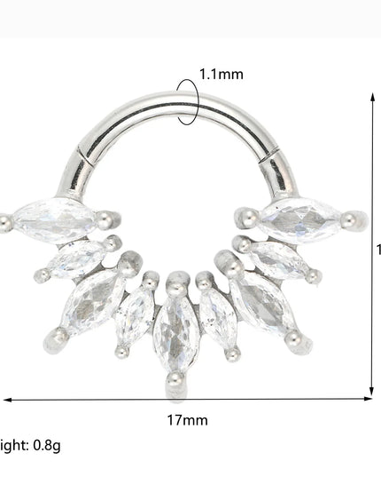 1/4 Pcs 316 Stainless Steel Closed Hinge Inlaid Purple, Pink, White, Orange 5A Zircon Pierced Nose Ring Earrings