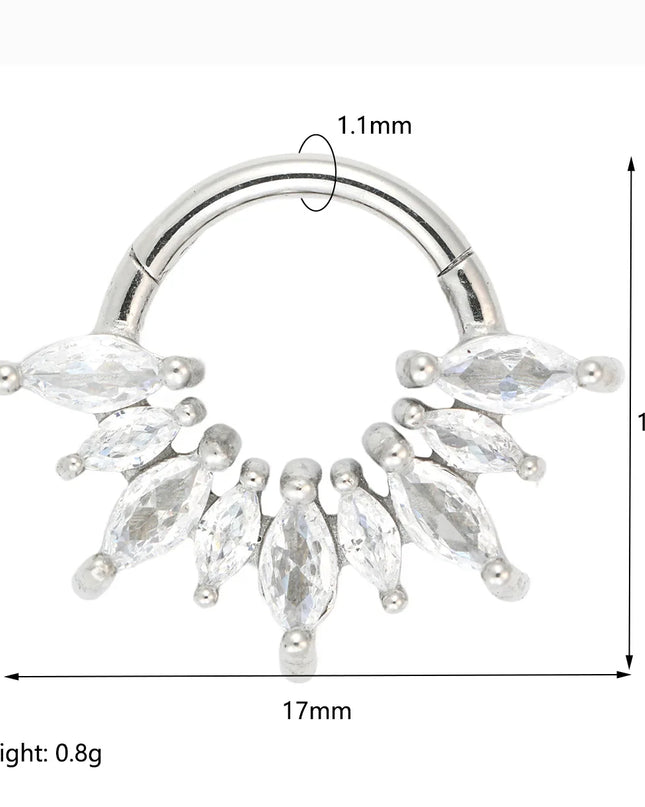 1/4 Pcs 316 Stainless Steel Closed Hinge Inlaid Purple, Pink, White, Orange 5A Zircon Pierced Nose Ring Earrings