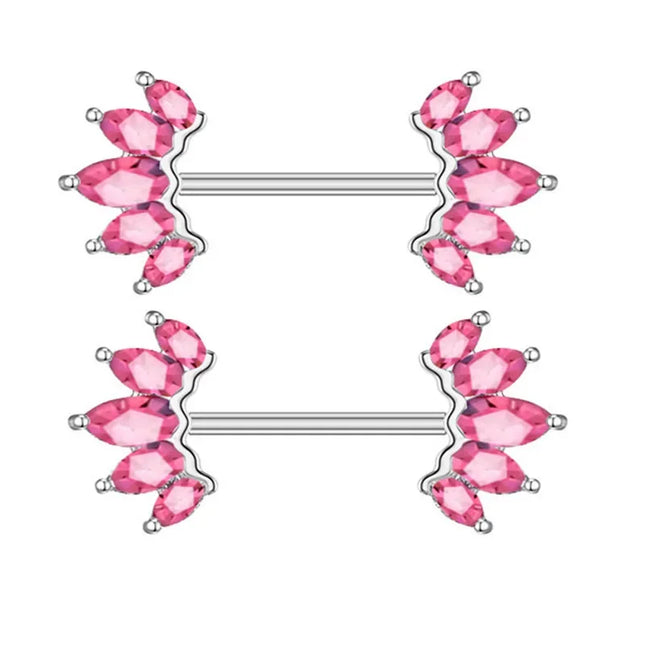 2 Pcs Stainless Steel Pink Nipple Piercing Jewelry Heart Wings Niplple Barbell Moon Devil Nipple Rings Body Piercing Pezon Mujer