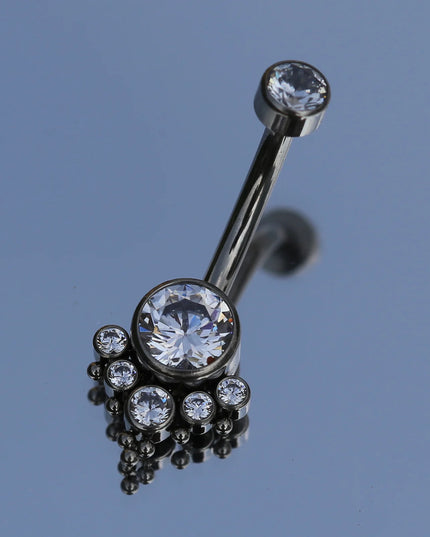 14G Zircon Belly Button Rings For Women Nombril Ombligo Navel Ring ASTM F136 Titanium Barbell Square Body Piercing Jewelry