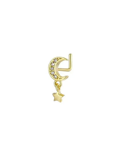 Stainless Steel Long Fashion Nose Rings For Women Copper With Heart Dangle L-Bend Nose Piercing Rings Body Jewelry