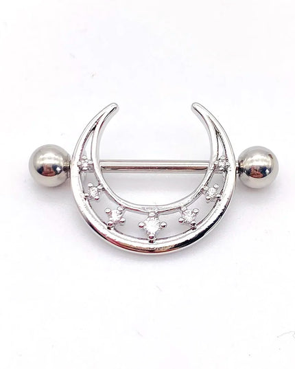 1PC Sexy Moon Nipple Rings Stainless Steel Tongue Barbell Nail Ear Bone Stud Nipple Piercing Body Jewelry for Women