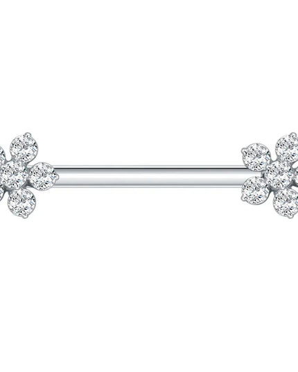 1Pc Titanium Nipple Barbell Piercing Zircon Nipple Ring with Pendant Bar Piercing Internally Threaded Women Body Accessaries