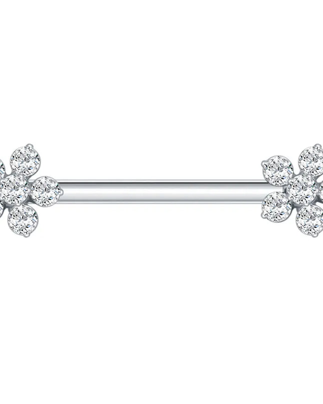 1Pc Titanium Nipple Barbell Piercing Zircon Nipple Ring with Pendant Bar Piercing Internally Threaded Women Body Accessaries