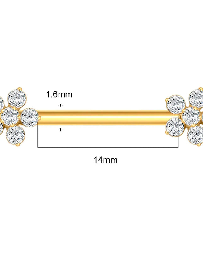 1Pc Titanium Nipple Barbell Piercing Zircon Nipple Ring with Pendant Bar Piercing Internally Threaded Women Body Accessaries