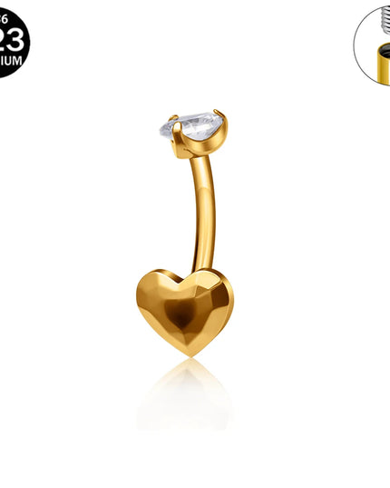 F136 G23 Titanium Belly Button Rings Hypoallergenic Internal Thread Butterfly Cloud Heart with Crystals Body Piercing Jewelry
