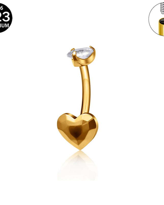 F136 G23 Titanium Belly Button Rings Hypoallergenic Internal Thread Butterfly Cloud Heart with Crystals Body Piercing Jewelry
