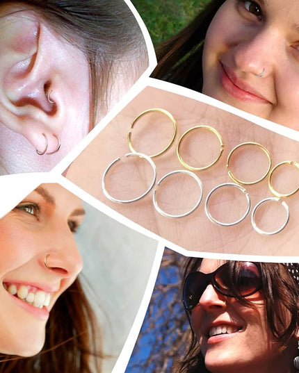 1/2pcs Nose Ring Clips Septum Ring Hoop Cartilage Tragus Helix Small Piercing Nose Rings  For Women Body Jewelry Accessories