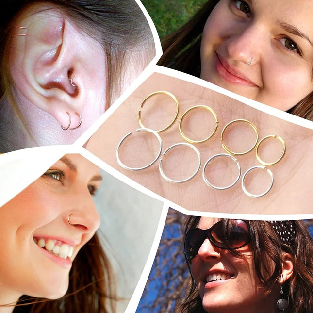 1/2pcs Nose Ring Clips Septum Ring Hoop Cartilage Tragus Helix Small Piercing Nose Rings  For Women Body Jewelry Accessories