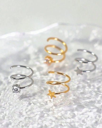Nose Studs S-Shaped CZ Nose Rings 20G Stainless Steel Nose Band Rings  Earrings Nostril Screw Nose Studs Star Zirconia Nostril