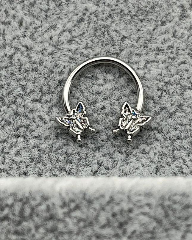 Horseshoe Ring Nose Ring Hinged Segment Septum Piercing Clicker Hoop Ear Cartilage Earrings Helix Silver Color Body Jewelry