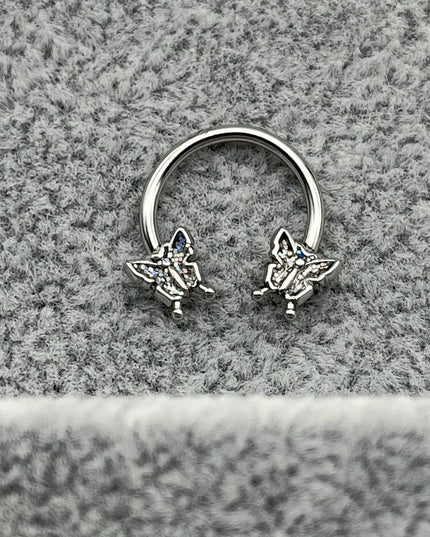 Horseshoe Ring Nose Ring Hinged Segment Septum Piercing Clicker Hoop Ear Cartilage Earrings Helix Silver Color Body Jewelry