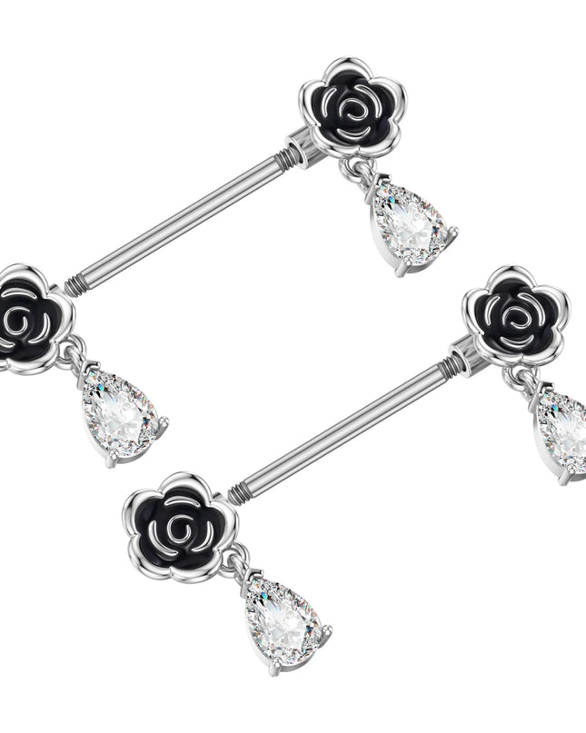 2pcs Cute Bear Butterfly Dangle Nipple Piercings Stainless Steel Cross Star Hanging Nipple Shield Barbell for Women Nipple Rings
