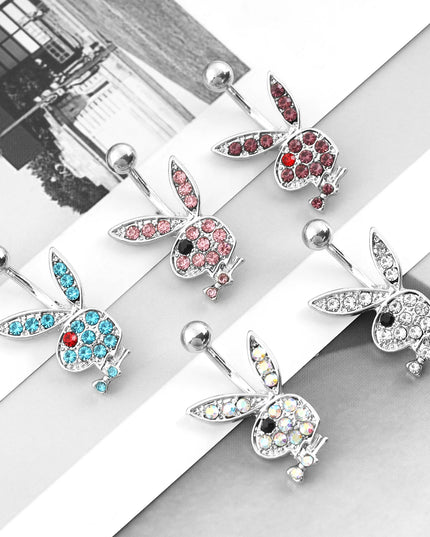 1PC Stainless Steel Belly Buttorn Piercing Cartoon Rabbit Belly Button Ring Navel Nail Body Piercing Jewelry for Woman