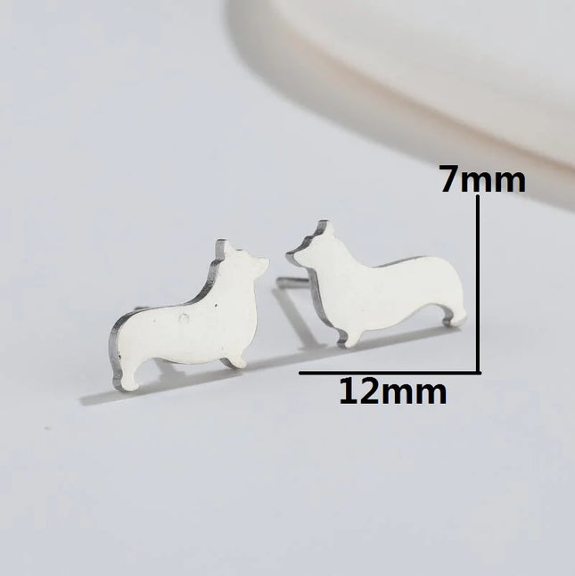 Pet Dog Ear Piercing For Women Cute Love Dachshunds Stainless Steel Corgi Dog Animal Stud Earring Free Shipping Brincos