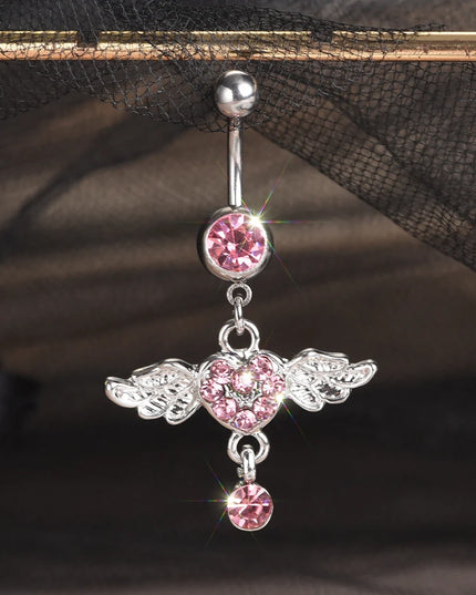 Steel Belly Button Rings Pink Crystal Piercing Navel Heart Style Navel Piercing Earring Belly Piercing Sexy Body Jewelry Ombligo