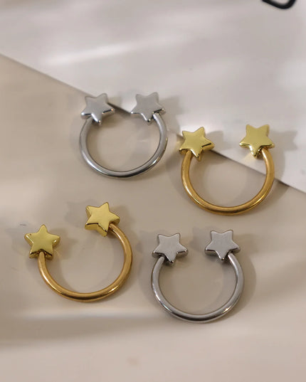 Star Shaped Septum Rings Surgical Steel Body Piercing Jewelry Vertical Star Nose Ring Jewelry Lip Rings for Women Men