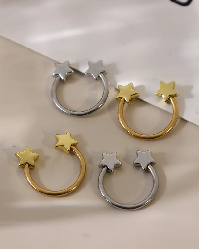 Star Shaped Septum Rings Surgical Steel Body Piercing Jewelry Vertical Star Nose Ring Jewelry Lip Rings for Women Men