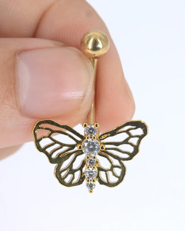 1Pc Butterfly Sexy Dangling Navel Belly Button Ring Oreja 14G Heart Brand New Heart 316L Surgical Steel Belly Piercing Jewelry