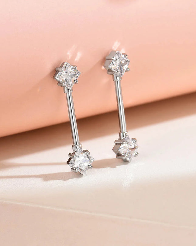 316L Stainless Steel Nipple Ring 14G Barbell Nipple Piercing Jewelry CZ Body Piercing Nipple Rings Unisex