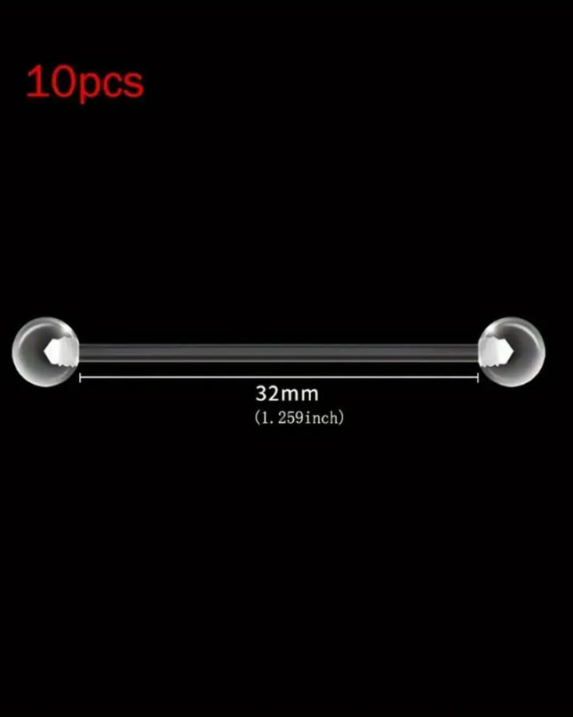 10pcs 12-38mm Clear Acrylic Barbell Piercing For Nipple Rings Tongue Industrial Stud Earrings Anti-allergy Jewelry Y2K