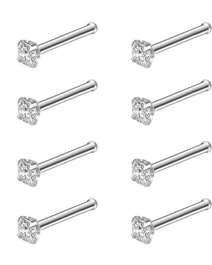8PCS Nose Rings For Women Men Hypoallergenic 304 Surgical Stainless Steel L Shape Nose Screw