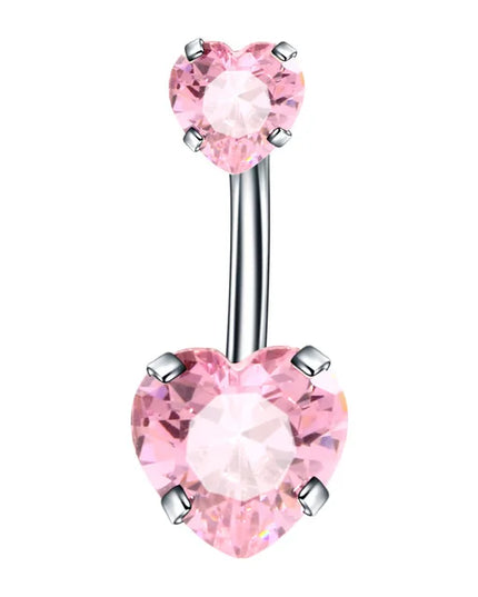Fashion Zircon Heart Belly Button Piercing for Women Stainless Steel Long Flower Pendant Navel Rings Piercing Ombligo Jewelry