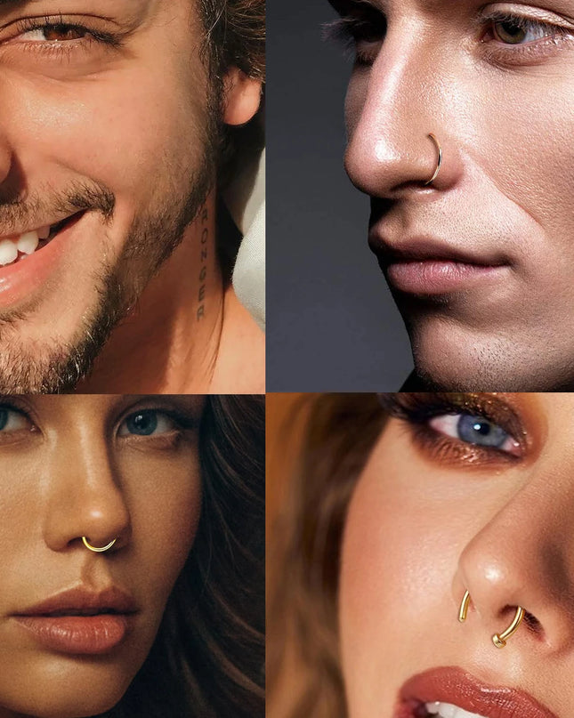 Fake Nose Ring Hoop Lip Labret Ring for Women Non Pierce Hoop Nose Ring  Septum Hoop  Ring Tragus Rook Ring Non Piercing Jewelry