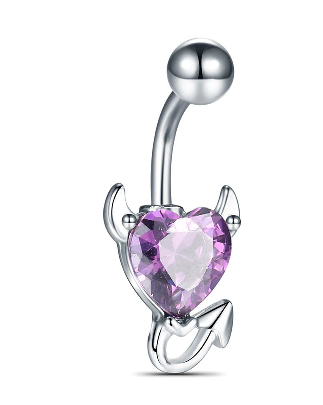 1pc Belly Button Rings Devil Shape Black Red CZ Belly Piercing Stainless Steel Navel Piercings Body Jewelry Women