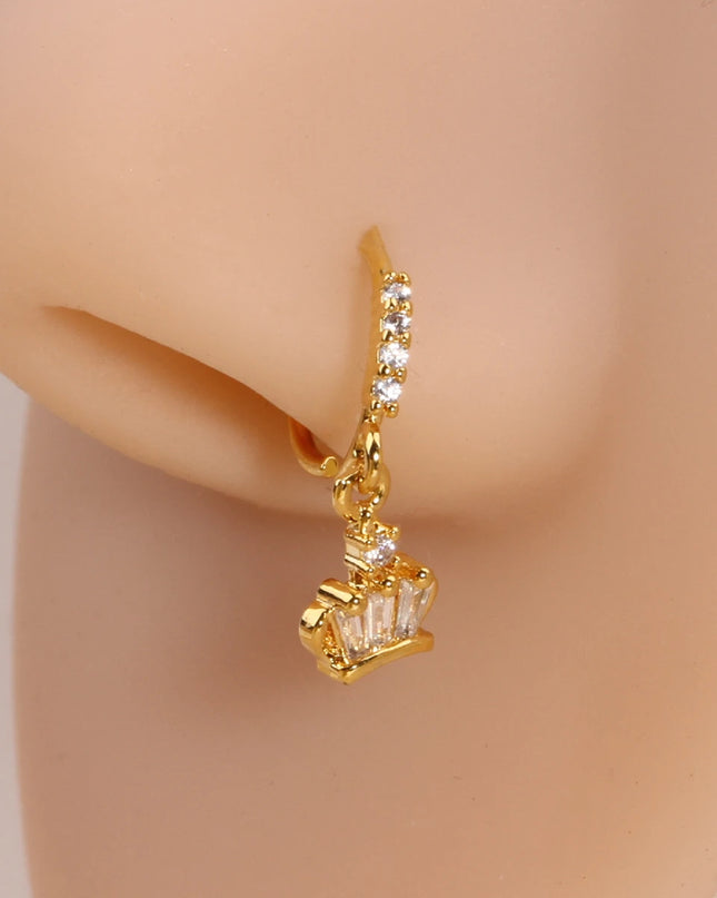 Nose Rings Hoop for Women Men Body Piercing Jewelry Cartilage Earring Nose Dangling CZ Cross Crown Starfish Dangle Nose Ring