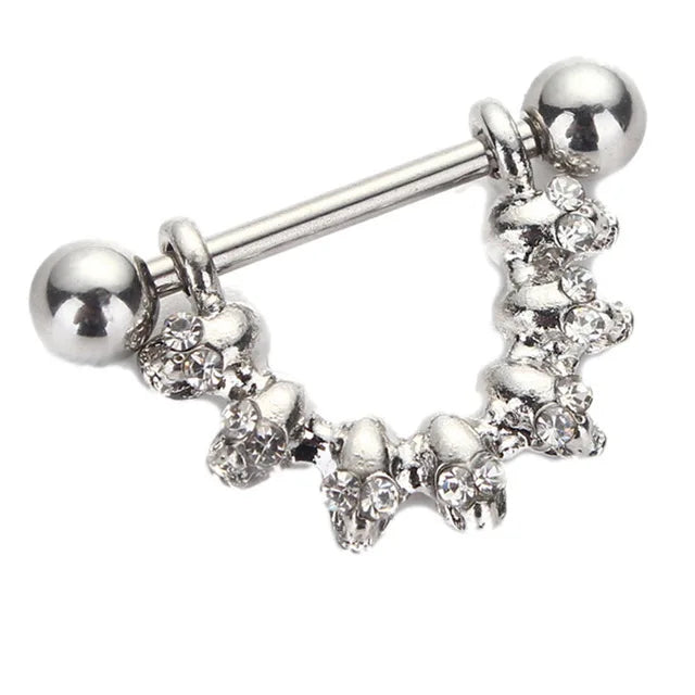 Straight Rod Snake Wing Nipple rings Breast Ring Heart Shaped Adjustable Nipple Piercing Human Jewelry