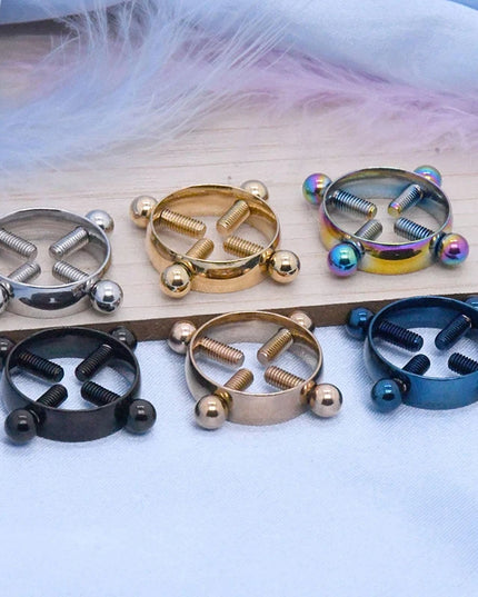 1Pc Stainless Steel Adjustable Nipple Ring For Women, Various Colors Clip On Nipple Rings Fake Nipple Piercing Jewelry.