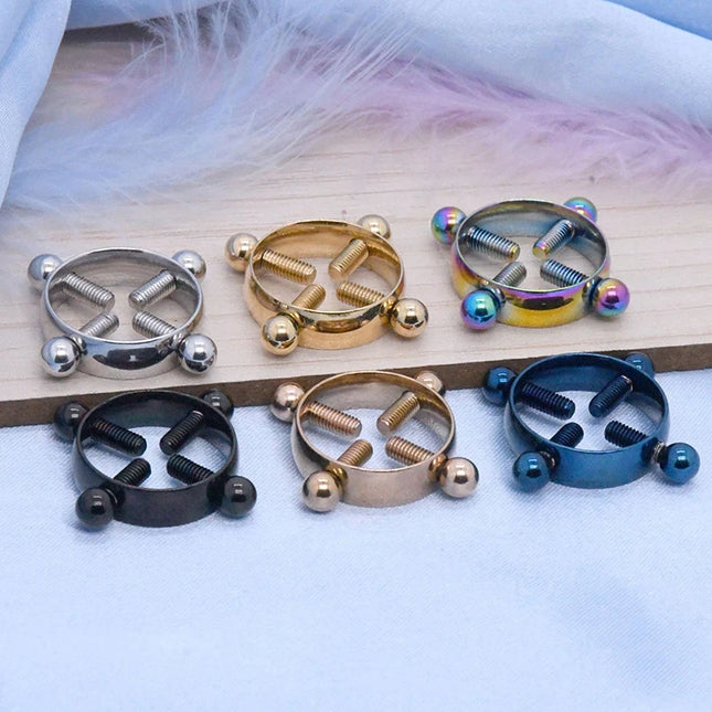 1Pc Stainless Steel Adjustable Nipple Ring For Women, Various Colors Clip On Nipple Rings Fake Nipple Piercing Jewelry.