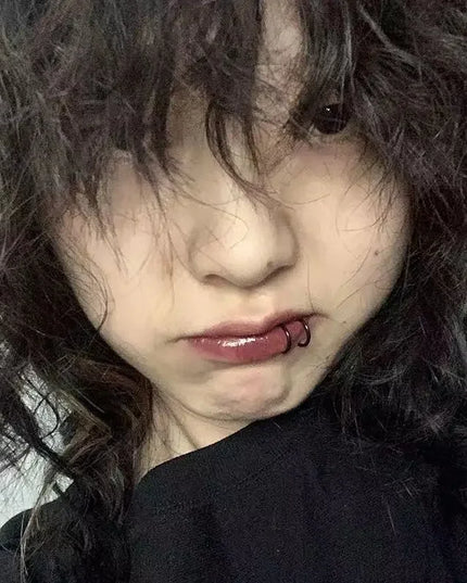 Women Lips Rings Medical Titanium Steel Nose Ring Fake Nose Ring Septum Piercing Clip on Mouth Ring Fake Piercing Body Clip Hoop