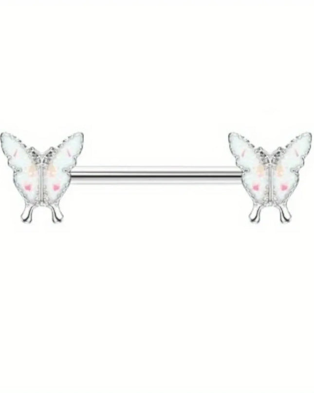 Drperfect Stainless Steel Nipple Rings Belly Button Rings for Women Butterfly Nipple Rings Belly Ring  Nipple Piercing Jewelry